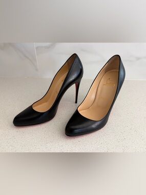 CHRISTIAN LOUBOUTIN Simple 100 Pumps Black Leather SIZE EU 39 US 9